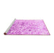 Sideview of Machine Washable Abstract Pink Contemporary Rug, wshcon1943pnk