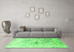 Machine Washable Abstract Green Contemporary Area Rugs in a Living Room,, wshcon1943grn