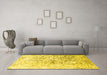 Machine Washable Abstract Yellow Contemporary Rug in a Living Room, wshcon1943yw