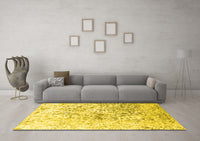 Machine Washable Abstract Yellow Contemporary Rug, wshcon1943yw