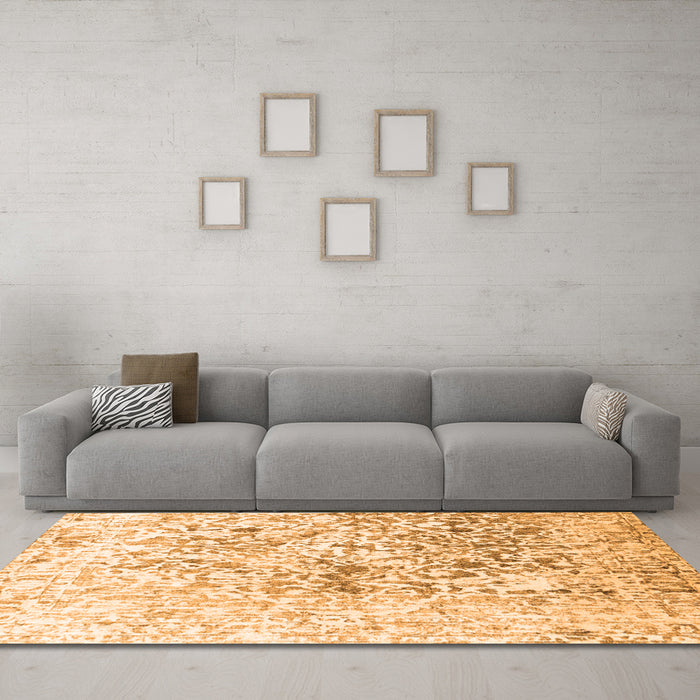 Machine Washable Abstract Orange Contemporary Area Rugs in a Living Room, wshcon1943org