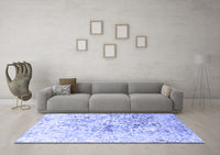 Machine Washable Abstract Blue Contemporary Rug, wshcon1943blu