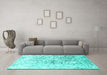 Machine Washable Abstract Turquoise Contemporary Area Rugs in a Living Room,, wshcon1943turq