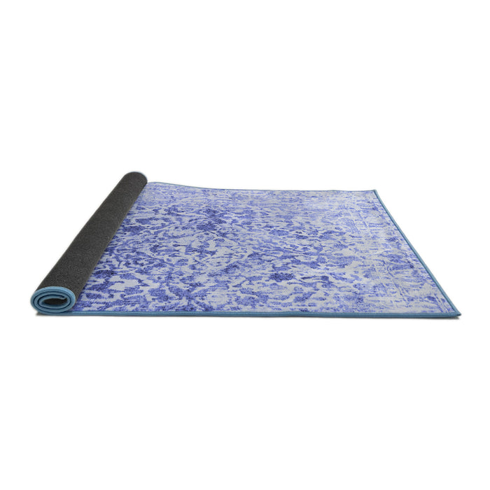 Sideview of Abstract Blue Contemporary Rug, con1943blu