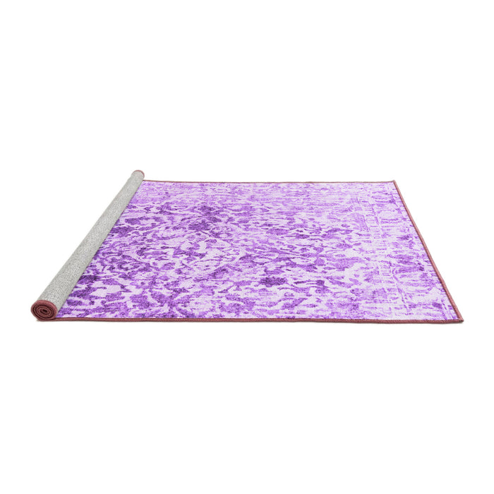 Sideview of Machine Washable Abstract Purple Contemporary Area Rugs, wshcon1943pur