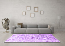 Machine Washable Abstract Purple Contemporary Area Rugs in a Living Room, wshcon1943pur