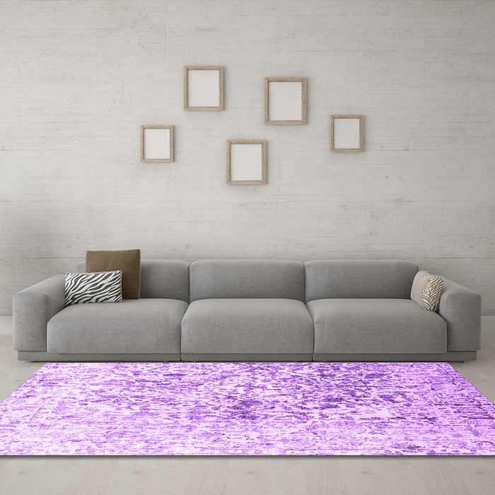 Machine Washable Abstract Purple Contemporary Area Rugs in a Living Room, wshcon1943pur