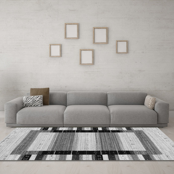 Machine Washable Solid Gray Modern Rug in a Living Room,, wshcon1944gry