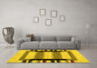 Machine Washable Solid Yellow Modern Rug in a Living Room, wshcon1944yw