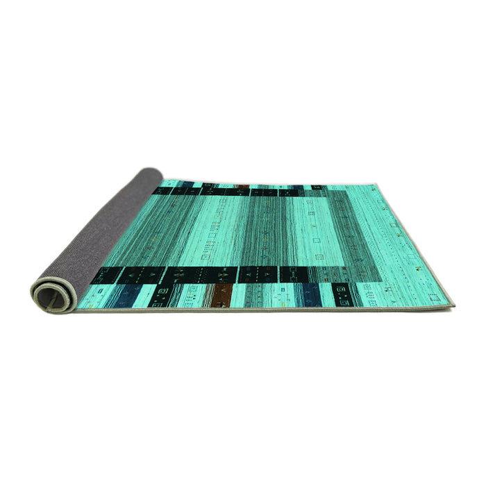 Sideview of Solid Turquoise Modern Rug, con1944turq