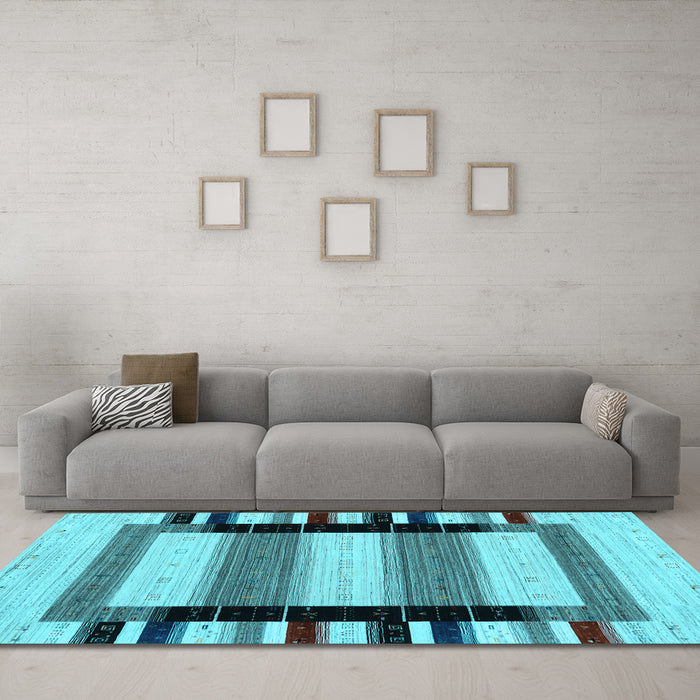 Machine Washable Solid Light Blue Modern Rug in a Living Room, wshcon1944lblu