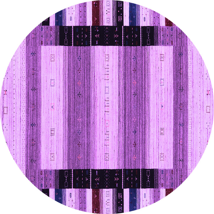 Round Machine Washable Solid Purple Modern Area Rugs, wshcon1944pur
