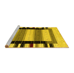 Sideview of Machine Washable Solid Yellow Modern Rug, wshcon1944yw