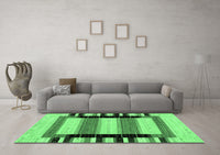 Machine Washable Solid Emerald Green Modern Rug, wshcon1944emgrn