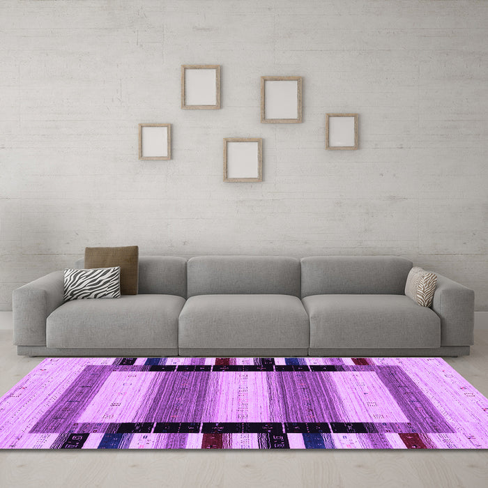 Machine Washable Solid Purple Modern Area Rugs in a Living Room, wshcon1944pur