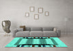 Machine Washable Solid Turquoise Modern Area Rugs in a Living Room,, wshcon1944turq