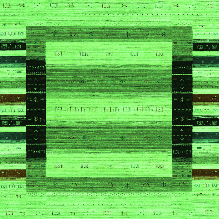 Round Machine Washable Solid Green Modern Area Rugs, wshcon1944grn