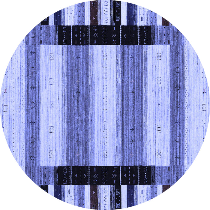 Round Solid Blue Modern Rug, con1944blu