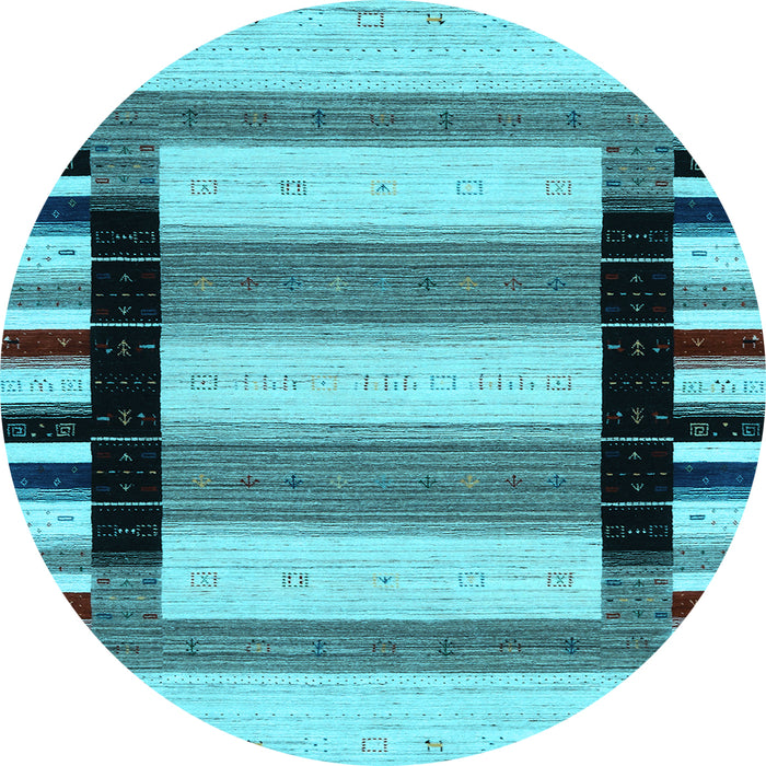 Round Machine Washable Solid Light Blue Modern Rug, wshcon1944lblu