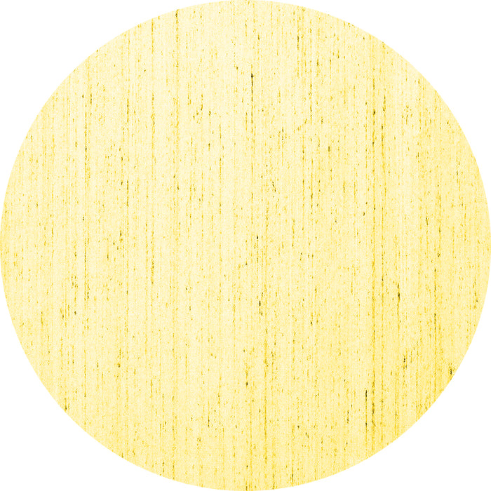 Round Machine Washable Solid Yellow Modern Rug, wshcon1945yw