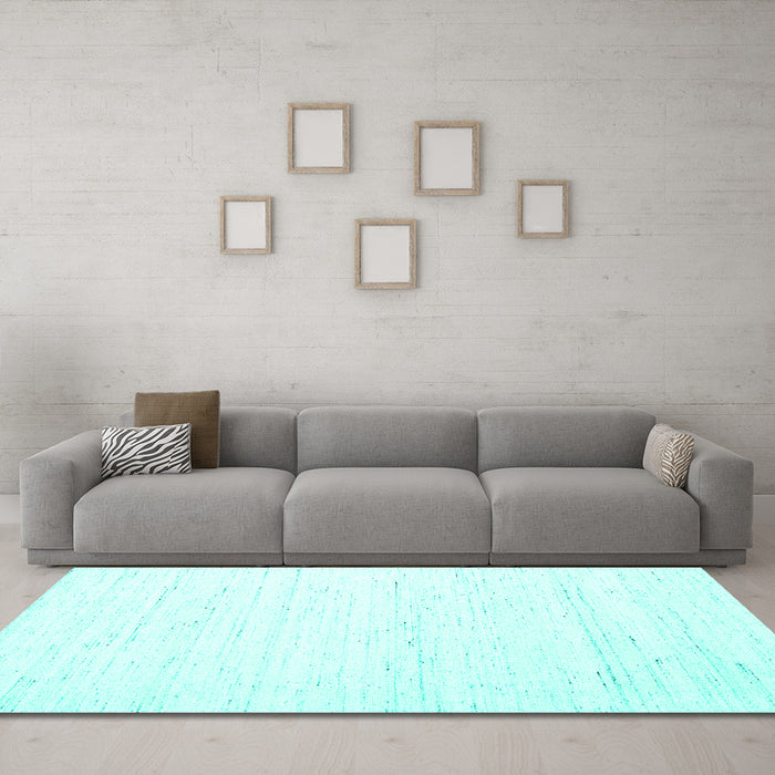 Machine Washable Solid Turquoise Modern Area Rugs in a Living Room,, wshcon1945turq