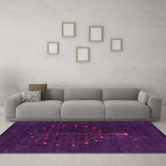 Machine Washable Abstract Pink Contemporary Rug in a Living Room, wshcon1946pnk