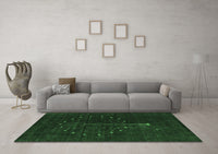 Machine Washable Abstract Emerald Green Contemporary Rug, wshcon1946emgrn