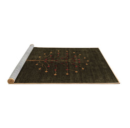 Sideview of Machine Washable Abstract Brown Contemporary Rug, wshcon1946brn