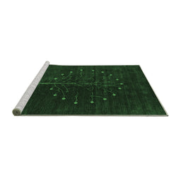 Sideview of Machine Washable Abstract Emerald Green Contemporary Area Rugs, wshcon1946emgrn