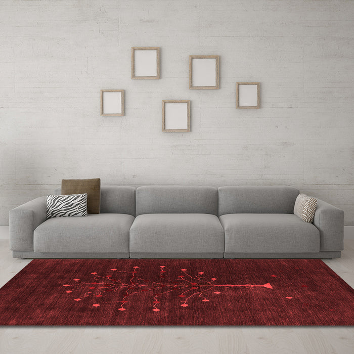 Contemporary Red Washable Rugs
