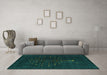 Machine Washable Abstract Turquoise Contemporary Area Rugs in a Living Room,, wshcon1946turq