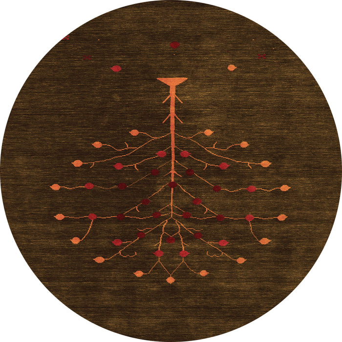 Square Abstract Orange Contemporary Rug, con1946org