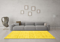 Machine Washable Solid Yellow Modern Rug, wshcon1947yw