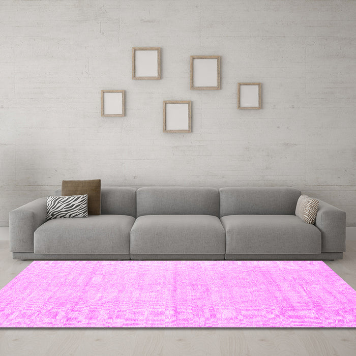 Machine Washable Solid Pink Modern Rug in a Living Room, wshcon1947pnk