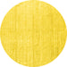 Round Machine Washable Solid Yellow Modern Rug, wshcon1947yw