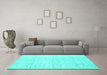 Machine Washable Solid Turquoise Modern Area Rugs in a Living Room,, wshcon1947turq