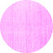 Round Machine Washable Solid Pink Modern Rug, wshcon1947pnk