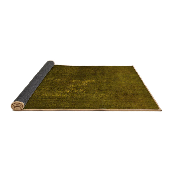 Sideview of Abstract Yellow Contemporary Rug, con1948yw
