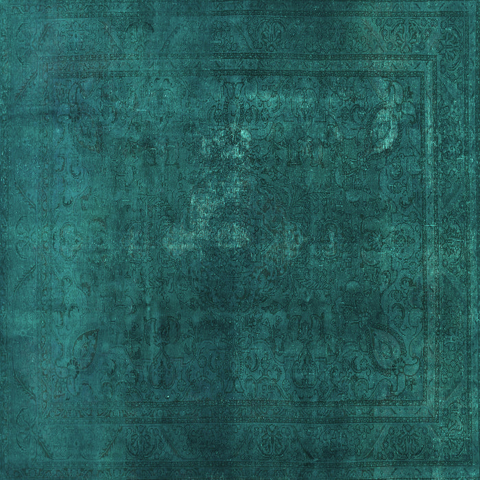 Square Machine Washable Abstract Turquoise Contemporary Area Rugs, wshcon1948turq