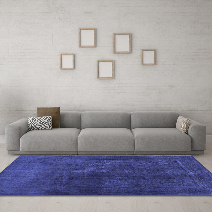 Machine Washable Abstract Blue Contemporary Rug in a Living Room, wshcon1948blu