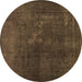 Round Abstract Brown Contemporary Rug, con1948brn