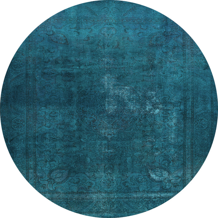 Round Abstract Light Blue Contemporary Rug, con1948lblu