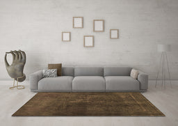 Machine Washable Abstract Brown Contemporary Rug in a Living Room,, wshcon1948brn