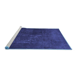 Sideview of Machine Washable Abstract Blue Contemporary Rug, wshcon1948blu