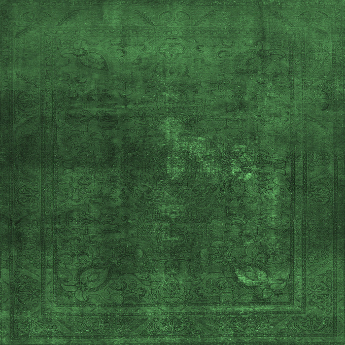 Square Machine Washable Abstract Emerald Green Contemporary Area Rugs, wshcon1948emgrn