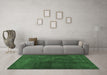 Machine Washable Abstract Emerald Green Contemporary Area Rugs in a Living Room,, wshcon1948emgrn