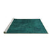 Sideview of Machine Washable Abstract Turquoise Contemporary Area Rugs, wshcon1948turq