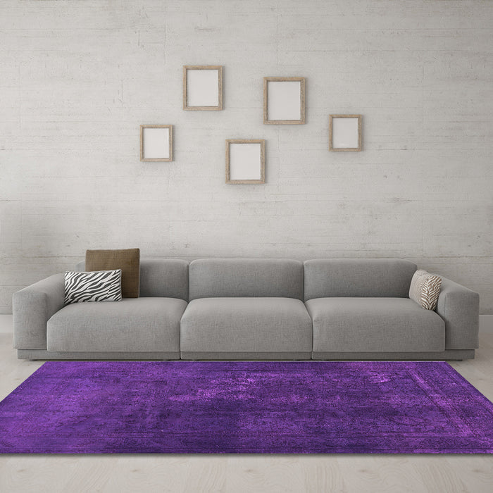 Machine Washable Abstract Purple Contemporary Area Rugs in a Living Room, wshcon1948pur