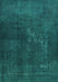 Machine Washable Abstract Turquoise Contemporary Area Rugs, wshcon1948turq