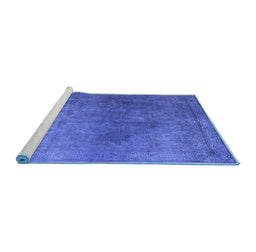 Sideview of Machine Washable Persian Blue Bohemian Rug, wshcon1949blu